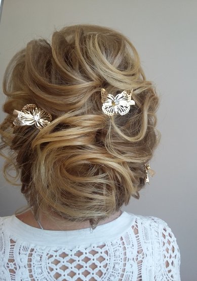 Прическа на свадьбу Низкий текстурный пучок (И20614) - Стилист-визажист Ирина Воронина...