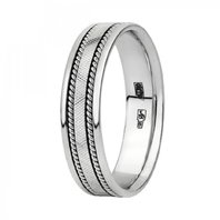 Обручальное кольцо 100369-Ю14365 из белого золота, фигурное