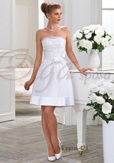 Свадебное платье Неополитана-А25940. А-силуэт, короткое без шлейфа.