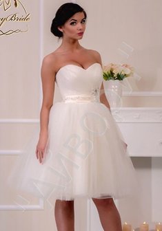 Свадебное платье Полина-А25944. С пышной юбкой, короткое со шлейфом.