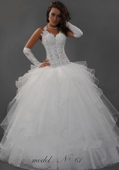 Свадебное платье model 61-А27147. С пышной юбкой, длинное без шлейфа.