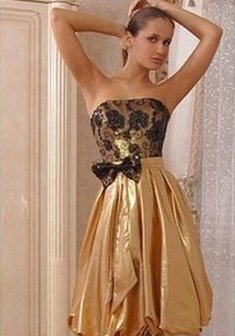 Вечернее платье 360-К27258. А-силуэт, короткое без шлейфа.