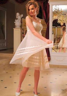 Вечернее платье А27292. А-силуэт, короткое без шлейфа.