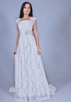 Свадебное платье Элен-С27740. С прямой юбкой, длинное со шлейфом.