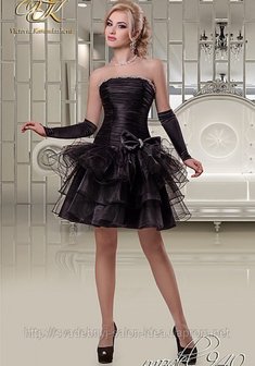 Вечернее платье А36925. С пышной юбкой, короткое без шлейфа.
