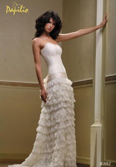 Свадебное платье 802-D59125. С прямой юбкой, длинное без шлейфа.