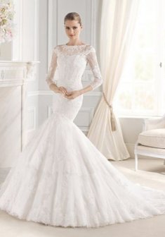 Свадебное платье EUNICE-D59128. Силуэт Русалка (Рыбка), длинное со шлейфом.