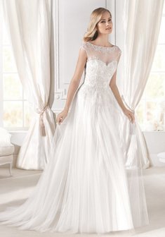 Свадебное платье EDELMA-D59133. А-силуэт, длинное со шлейфом.