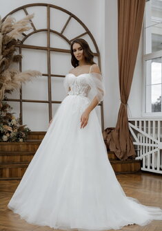 Свадебное платье 6524-С69887. А-силуэт, длинное со шлейфом.