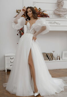 Свадебное платье 6491-С69889. А-силуэт, длинное со шлейфом.