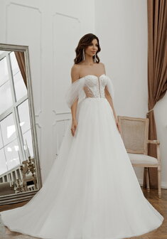 Свадебное платье 6595-С69891. А-силуэт, длинное со шлейфом.