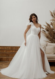 Свадебное платье 6536А-С69895. А-силуэт, длинное со шлейфом.