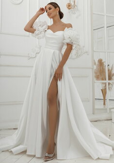 Свадебное платье 6663-С69898. А-силуэт, длинное со шлейфом.