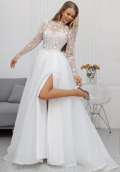 Свадебное платье 6461в-С69923. А-силуэт, длинное со шлейфом.