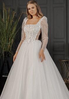 Свадебное платье 6568а-С69925. С пышной юбкой, длинное со шлейфом.