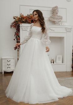 Свадебное платье 6572-С69929. А-силуэт, длинное со шлейфом.