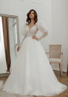 Свадебное платье 6434а-С69936. С пышной юбкой, длинное со шлейфом.