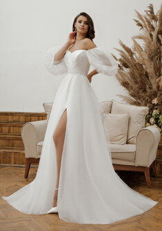 Свадебное платье 6507а-С69940. А-силуэт, длинное со шлейфом.