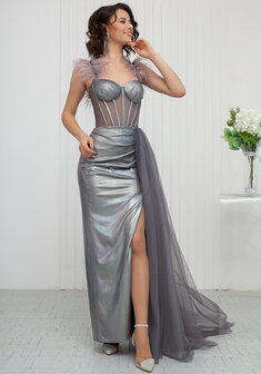 Вечернее платье 2519-С69971. С прямой юбкой, длинное без шлейфа.